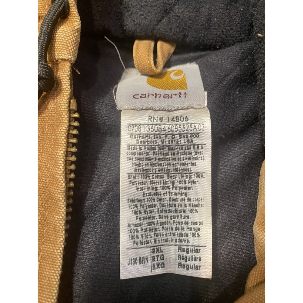Vintage Carhartt Jacket Men's 2XL Sandstone Active Quilt Lined J130 BRN Brown - Picture 4 of 4